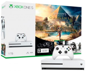 Приставка Microsoft Xbox One S 1 ТБ + Assassin's Creed Origins + Tom Clancy’s Rainbow Six Siege