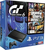 Приставка Sony PlayStation 3 (500 GB) SuperSlim + Gran Theft Auto 5 + Grand Turismo 6
