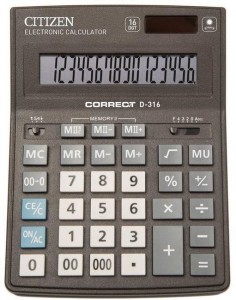Настольный калькулятор Citizen D-316 Black