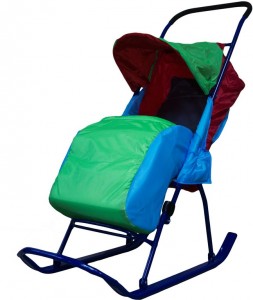 Санки-коляска Малышок 1 М3 Зеленые красные голубые