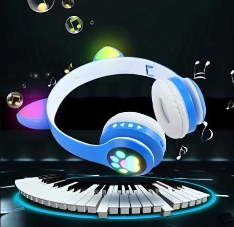Наушники беспроводные Bluetooth VZV-28M "Светящиеся кошачьи ушки"