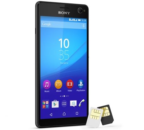 Xperia C4 Dual с интерфейсом управления двумя SIM-картами на экране