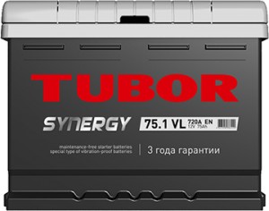 Аккумулятор для легкового автомобиля Tubor Synergy 6СТ-75.1 VL Пр