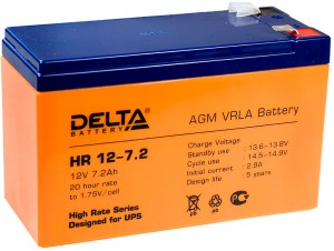 Аккумулятор для мототехники Delta battery HR 12-7,2 7,2Ач пр