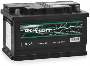 Аккумулятор для легкового автомобиля Gigawatt G72R 72Ач Об