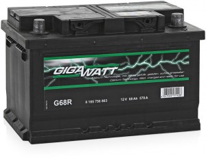 Аккумулятор для легкового автомобиля Gigawatt G68R 68Ач Об