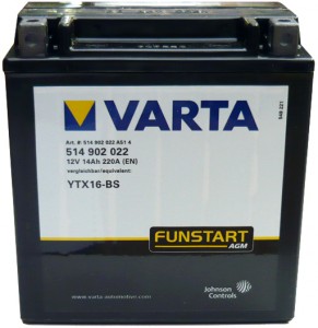 Аккумулятор для мототехники Varta YTX16-BS-Y1 14 Ач