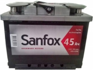 Аккумулятор для легкового автомобиля SanFox россия зал 45Ah