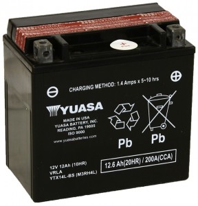 Аккумулятор для мототехники Yuasa YTX14L-BS 12Ач Об