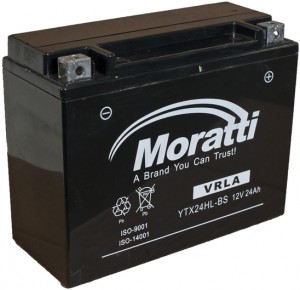 Аккумулятор для мототехники Moratti YTX24HL-BS Залитый