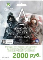 Карта подписки Microsoft K4W-02837 Xbox LIVE: карта оплаты 2000 рублей Assassin's Creed Unity