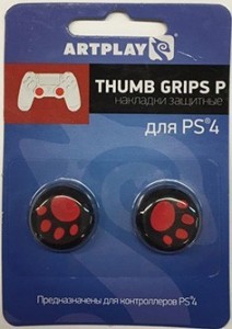 накладки на стики Artplays Thumb Grips для геймпада DualShock 4 Red black 2шт