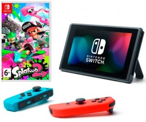 Портативная игровая приставка Nintendo Switch + Splatoon 2 Red blue
