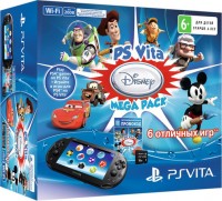 Портативная игровая приставка Sony Playstation Vita 2000 Slim Wi-Fi + карта памяти 16Gb + 6 игр Disney Mega Pack
