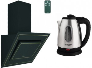Вытяжка MBS Lavanda 160 Black glass + Электрический чайник Scarlett SC-EK21S20