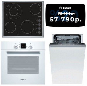 Независимый комплект встраиваемой техники Bosch PKF645CA1E + HBN239W5R + Посудомоечная машина SPV47E80RU