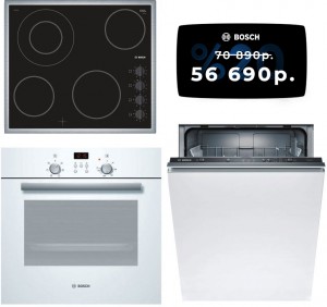 Независимый комплект встраиваемой техники Bosch PKF645CA1E + HBN231W4 + Посудомоечная машина SMV23AX00R