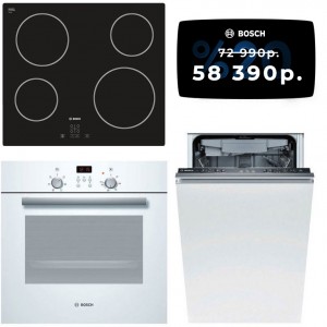 Независимый комплект встраиваемой техники Bosch PKE611D17E + HBN231W4 + Посудомоечная машина SPV47E80RU