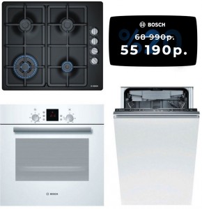 Независимый комплект встраиваемой техники Bosch PBH6C6B90R + HBN239W5R + Посудомоечная машина SPV47E80RU