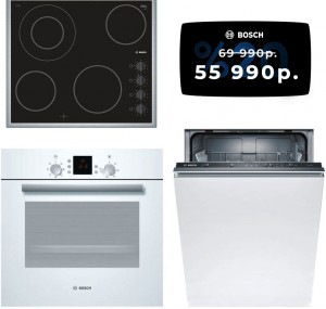 Независимый комплект встраиваемой техники Bosch PKF645CA1E + HBN239W5R + Посудомоечная машина SMV23AX00R