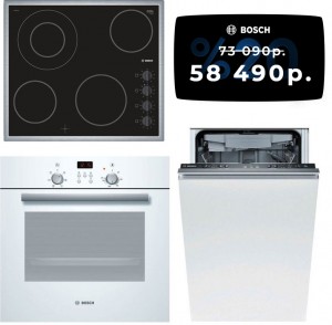 Независимый комплект встраиваемой техники Bosch PKF645CA1E + HBN231W4 + Посудомоечная машина SPV47E80RU