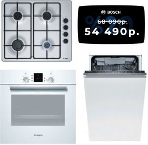 Независимый комплект встраиваемой техники Bosch PBP6B5B80+ HBN239W5R + Посудомоечная машина SPV47E80RU