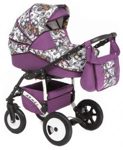 Универсальная коляска Marimex Armel 2 в 1 Лен Violet Butterflies print