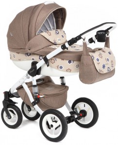 Универсальная коляска Adamex Barletta 3 в 1 Flowers Beige