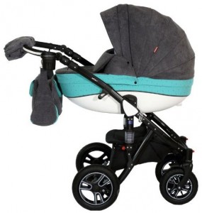 Универсальная коляска Bello Babies Carlo 3 в 1 10 Dark grey turquoise dot