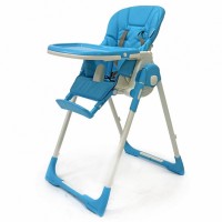 Высокий стул для кормления Рант Crystal PU leater Голубой