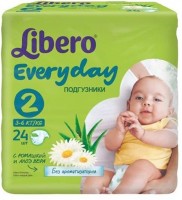 Одноразовые подгузники Libero Everyday Natural с ромашкой Maxi 3-6кг 24шт