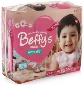 Одноразовые подгузники SsangYong Beffy's extra dry XL для девочек более 13 кг