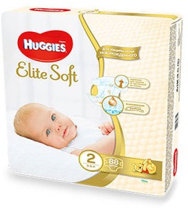 Одноразовые подгузники Huggies Elite Soft 2 3-6 кг 88шт