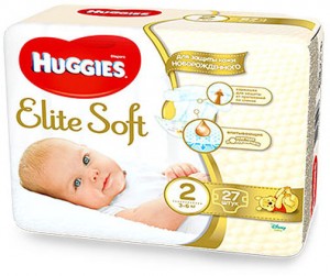 Одноразовые подгузники Huggies Elite Soft 2 3-6 кг 27шт