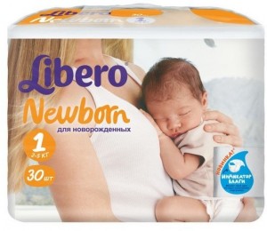 Одноразовые подгузники Libero Newborn (2-5 кг) 30 шт