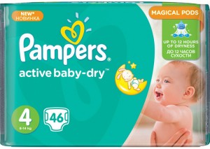 Одноразовые подгузники Pampers Active Baby-Dry Maxi 8-14 кг 46 шт