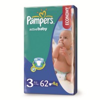 Одноразовые подгузники Pampers Active baby Midi 4-9 кг 62 шт 265054