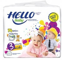 Одноразовые подгузники Hello baby Midi 3 4-9 kg 74