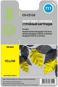 Картридж для принтера Cactus  711 Yellow (CS-CZ132)