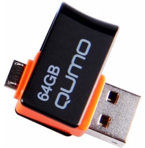 Флешка USB 2.0 Qumo Hybrid 64GB OTG MicroUSB - USB Black