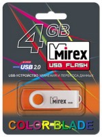 Флешка USB 2.0 Mirex Swivel Rubber 4Gb Orange