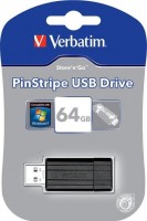 Флешка USB 2.0 Verbatim   PinStripe 64GB Black