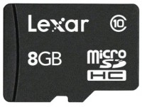 Карта памяти Lexar microSDHC 8Gb Class 10 + SD адаптер (LSDMI8GBABEUC10A)