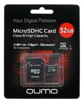 Карта памяти Qumo QM32GMICSDHC10U1 microSDHC Card Class 10 UHS-I U1 32GB + SD adapter