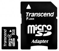 Карта памяти Transcend microSDHC 8Gb Class 4 + adapter