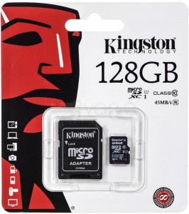 Карта памяти Kingston microSDXC 128Gb class 10 SDC10G2 + adapter