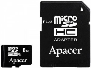 Карта памяти Apacer microSDHC 8Gb Class 4 + adapter