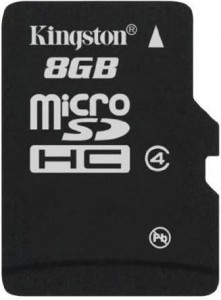Карта памяти Kingston  Micro SDHC Class4 с адаптером SD 8GB