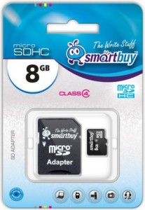 Карта памяти SmartBuy microSD 8Gb Class 4 + adapter