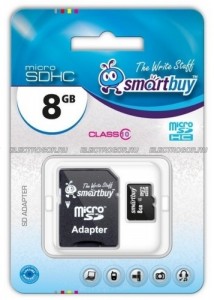 Карта памяти SmartBuy microSDHC 8Gb Class 10 + adapter